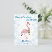 Carte postale Flamant rose de Noël doux (Debout devant)