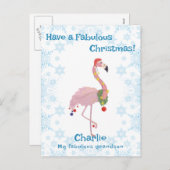 Carte postale Flamant rose de Noël doux (Devant / Derrière)