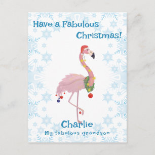Carte postale Flamant rose de Noël doux