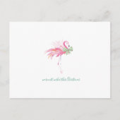 Carte postale Flamant rose de Noël en aquarelle tr (Devant)