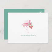 Carte postale Flamant rose de Noël en aquarelle tr (Devant / Derrière)