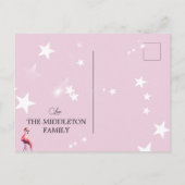 Carte Postale Flamant rose de Noël Lumières tropicales (Dos)