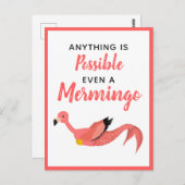 Carte Postale Flamant rose de sirène rose mignon Inspiration (Devant / Derrière)