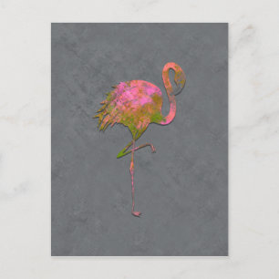 Carte Postale Flamant rose D'Été Coloré Chic Gris Moderne