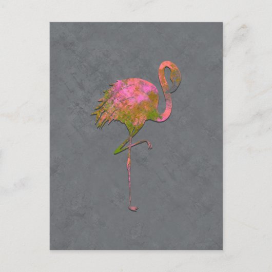Carte Postale Flamant rose D'Été Coloré Chic Gris Moderne (Devant)