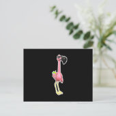 Carte Postale flamant rose drôle avec boisson (Debout devant)