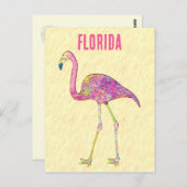 Carte Postale Flamant rose en mosaïque lunaire (Devant / Derrière)