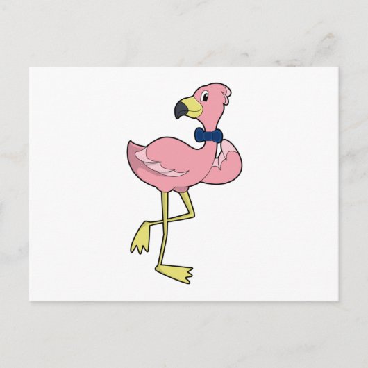 Carte Postale Flamant rose en tant que Gentleman avec Cravate (Devant)
