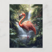 Carte Postale Flamant rose et cascade de la Jungle (Devant)