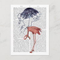 Flamant rose et parasol