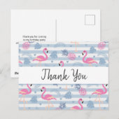 Carte Postale Flamant Rose Fantaisiste & Motif de l'Ananas Merci (Devant / Derrière)