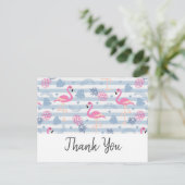 Carte Postale Flamant Rose Fantaisiste & Motif de l'Ananas Merci (Debout devant)