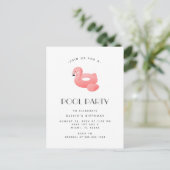Carte Postale Flamant rose Float Pool Party Anniversaire Invitat (Debout devant)