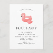 Carte Postale Flamant rose Float Pool Party Anniversaire Invitat (Devant)