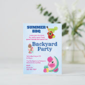 Carte Postale Flamant rose Invitation de la fête du barbecue, Ma (Debout devant)