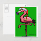 Carte Postale Flamant rose Noël (Devant / Derrière)
