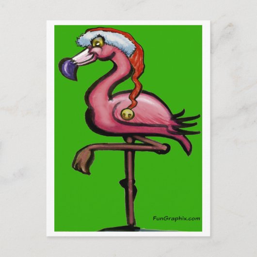 Carte Postale Flamant rose Noël (Devant)