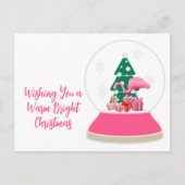 Carte Postale Flamant rose Noël Snowglobe Beach (Devant)