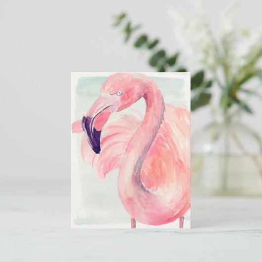 Carte Postale Flamant rose Pastel (Debout devant)