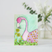 Carte Postale Flamant rose rose (Debout devant)