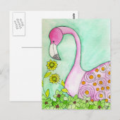 Carte Postale Flamant rose rose (Devant / Derrière)