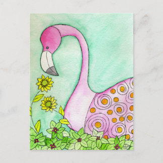 Carte Postale Flamant rose rose