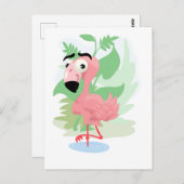 Carte Postale Flamant rose rose (Devant / Derrière)
