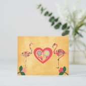 Carte Postale Flamant rose rose amour (Debout devant)
