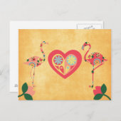Carte Postale Flamant rose rose amour (Devant / Derrière)