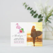 Carte Postale Flamant rose rose  Beach Merci de graduation (Debout devant)