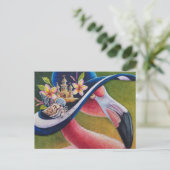 Carte Postale Flamant rose rose Casquette soleil Hermit Crab aqu (Debout devant)