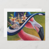 Carte Postale Flamant rose rose Casquette soleil Hermit Crab aqu (Devant / Derrière)