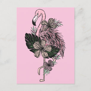 Carte Postale Flamant rose rose couleur personnalisé