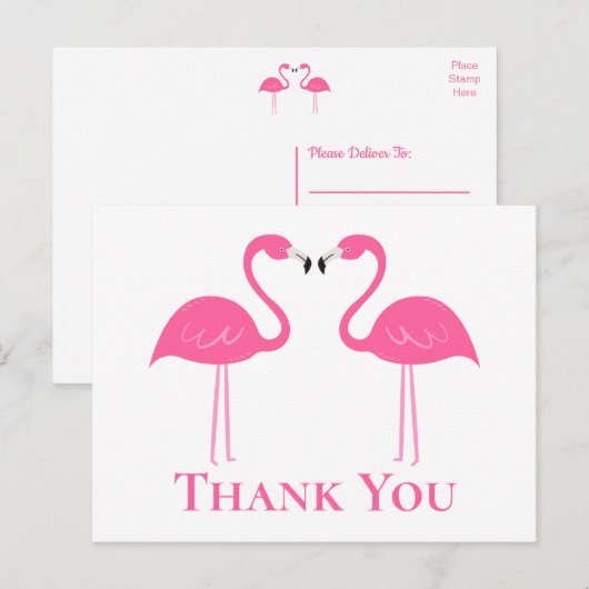 Carte Postale Flamant rose  rose de plage Tropical Merci Mariage (Devant / Derrière)