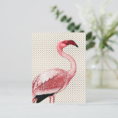 Carte Postale Flamant rose rose et Pois Vintages (Debout devant)