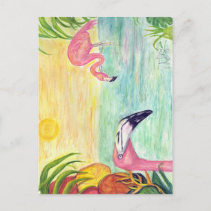 Carte Postale Flamant rose rose Floride Art