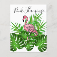 Flamant rose rose, jungle tropicale Feuilles