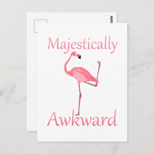 Carte Postale Flamant rose rose Majesque (Devant / Derrière)