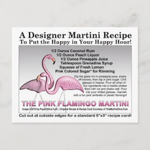 Carte postale Flamant rose rose Martini Recette