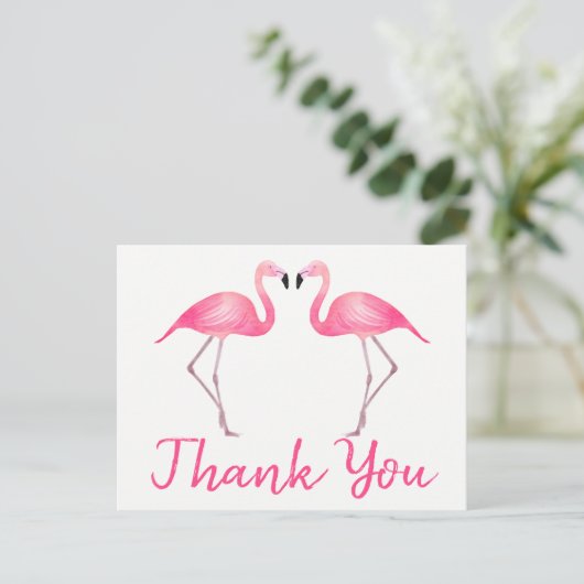 Carte Postale Flamant rose rose Merci Mariage tropical Été (Debout devant)