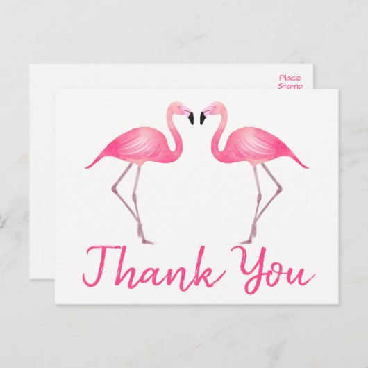 Carte Postale Flamant rose rose Merci Mariage tropical Été (Devant / Derrière)