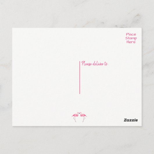 Carte Postale Flamant rose rose Merci Mariage tropical Été (Dos)