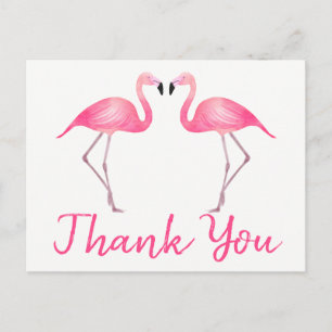 Carte Postale Flamant rose rose Merci Mariage tropical Été