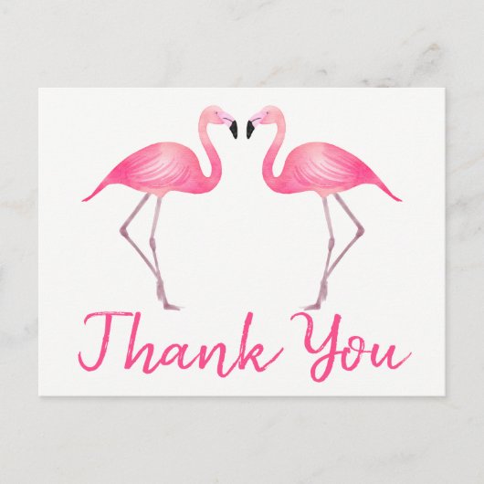 Carte Postale Flamant rose rose Merci Mariage tropical Été (Devant)