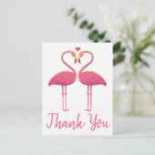 Carte Postale Flamant rose rose Merci Mariage tropical, nuptiale (Debout devant)