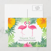 Carte Postale Flamant rose rose Merci tropical Mariage (Devant / Derrière)