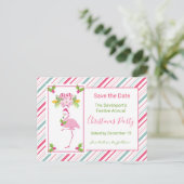 Carte Postale Flamant rose rose Noël tropical Enregistrer la dat (Debout devant)