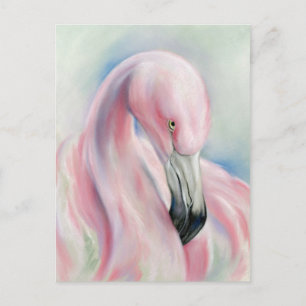 Carte Postale Flamant rose rose Pastel Art