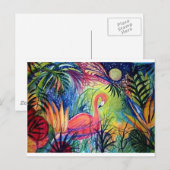 Carte Postale Flamant rose rose Sanibel Midnight Aquarelle Peint (Devant / Derrière)