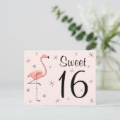 Carte postale Flamant rose rose "Sweet 16" (Debout devant)
